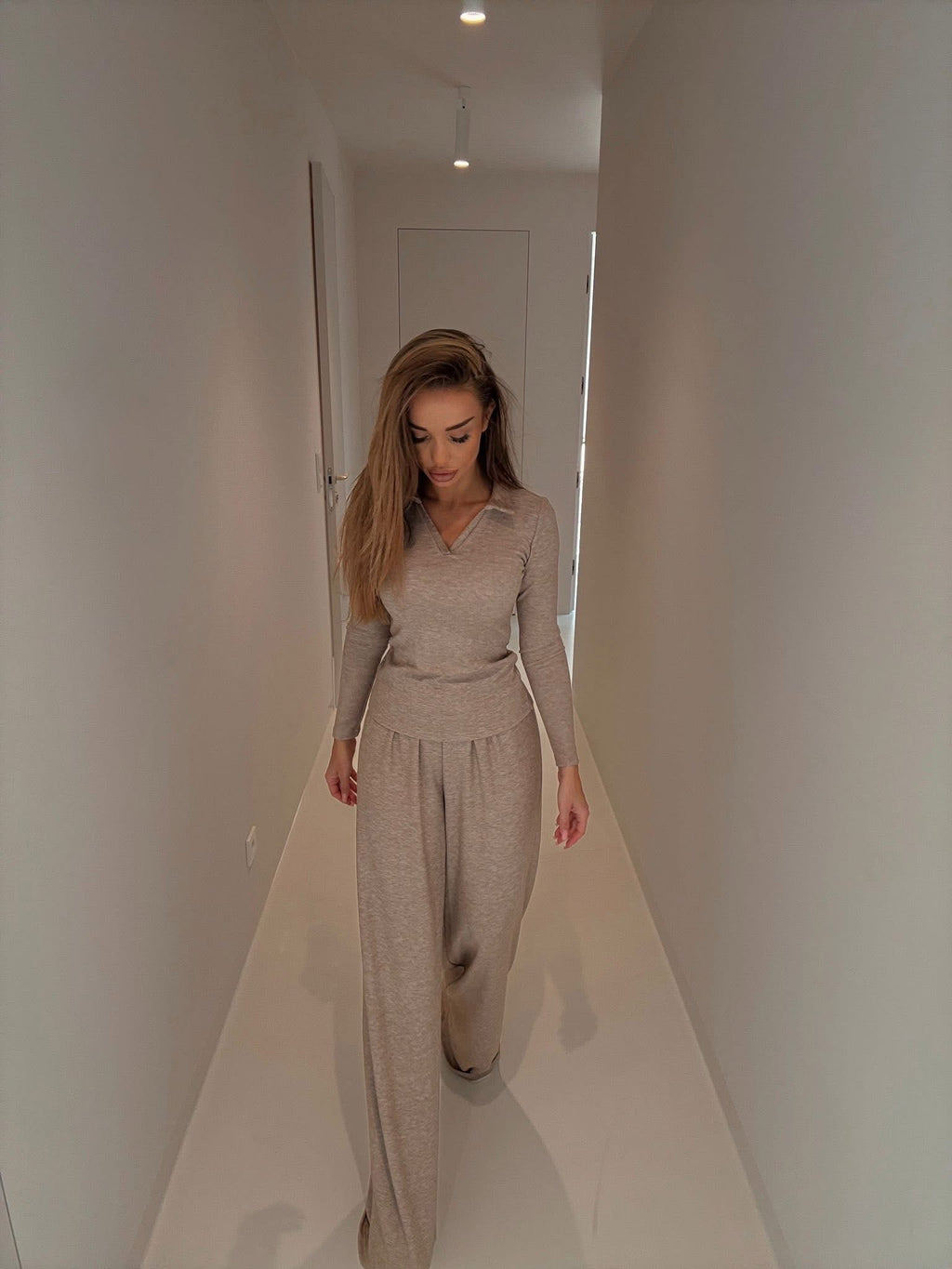 Komplet bawełniany mocca melanż