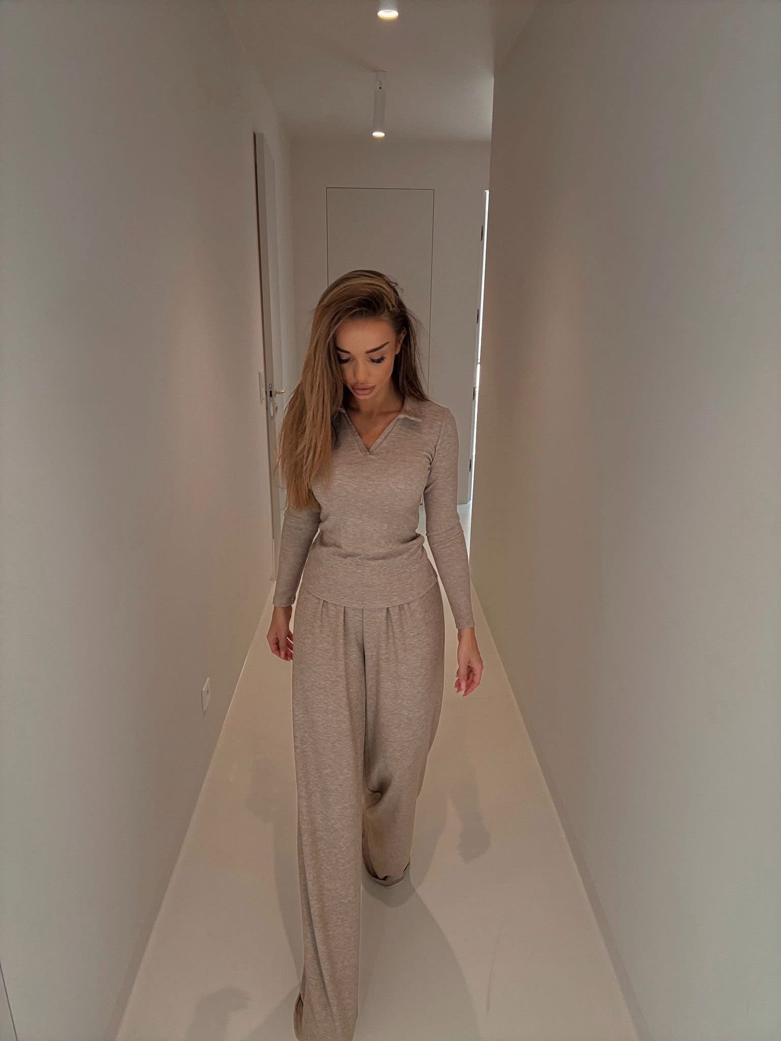 Komplet bawełniany mocca melanż