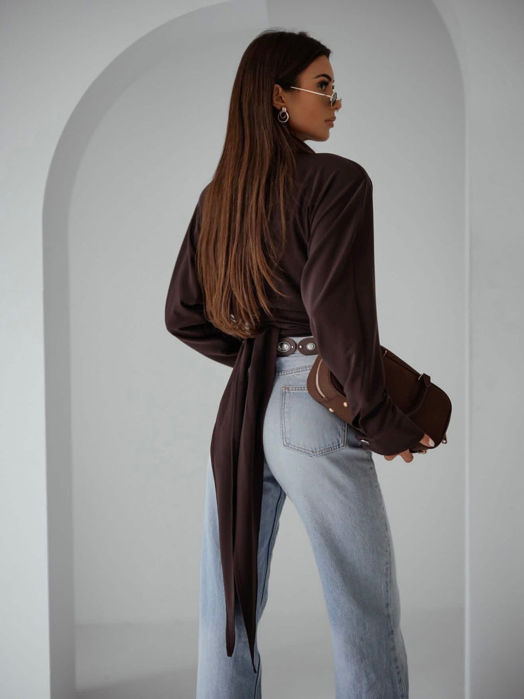 Elegancka koszula damska brązowa