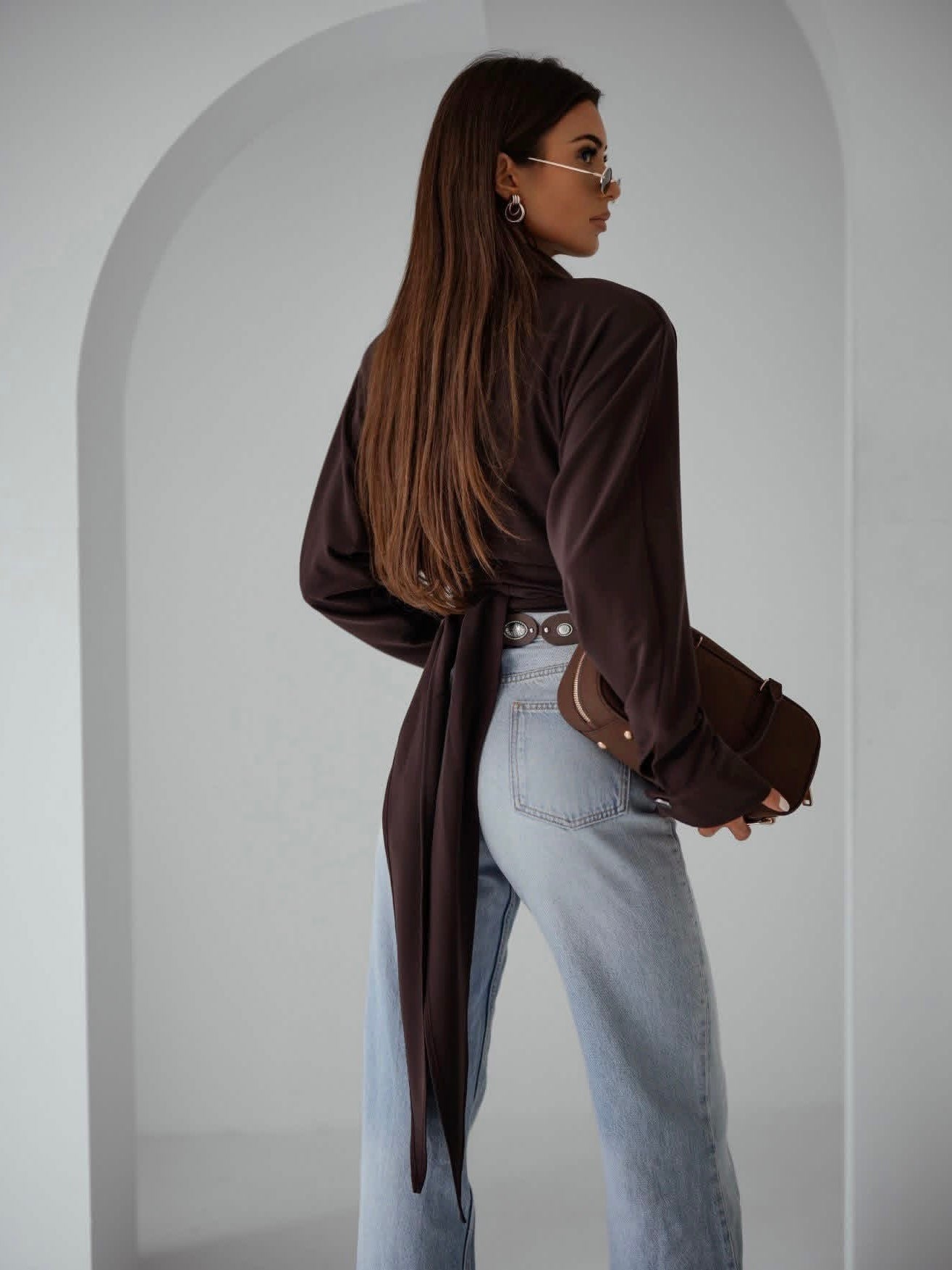 Elegancka koszula damska brązowa